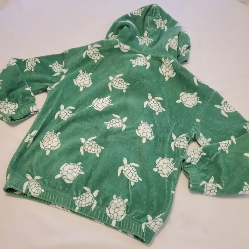 Mini Boden Kids Sz 7/8 Green Sea Turtles Terry Cloth Hoodie Swim Cover Up